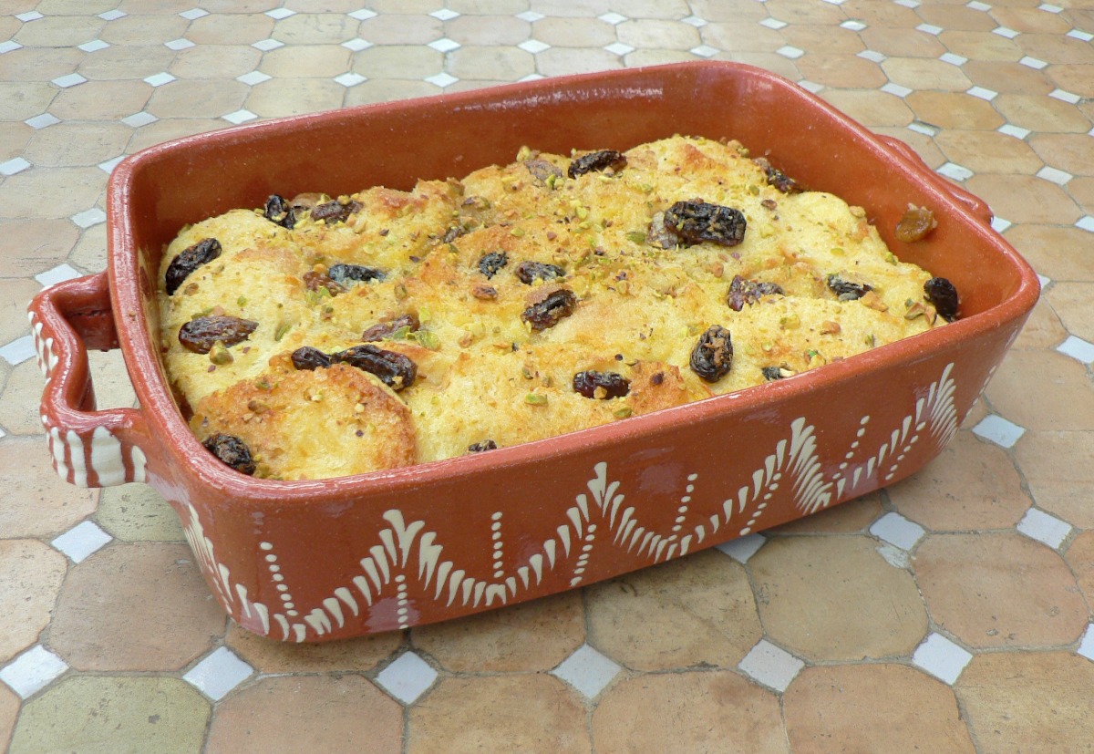 Bread and Butter Pudding with Pistachio Crust Recipe