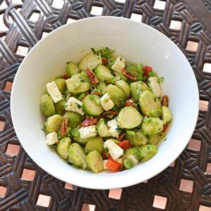 Brussels Sprout Salad with Caramelized Pecans and Roasted Pepper Recipe