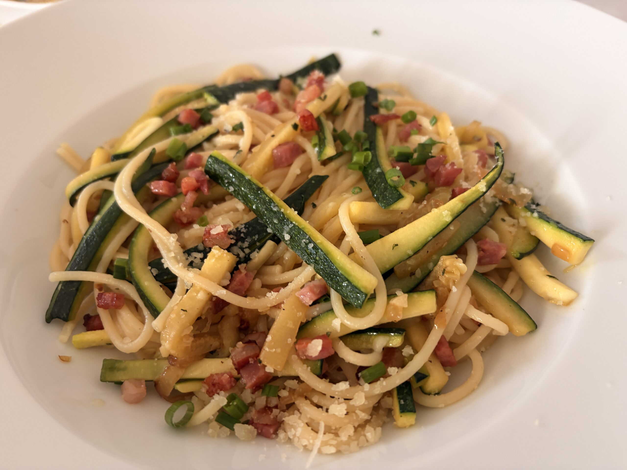 Creamy Zucchini and Bacon Pasta