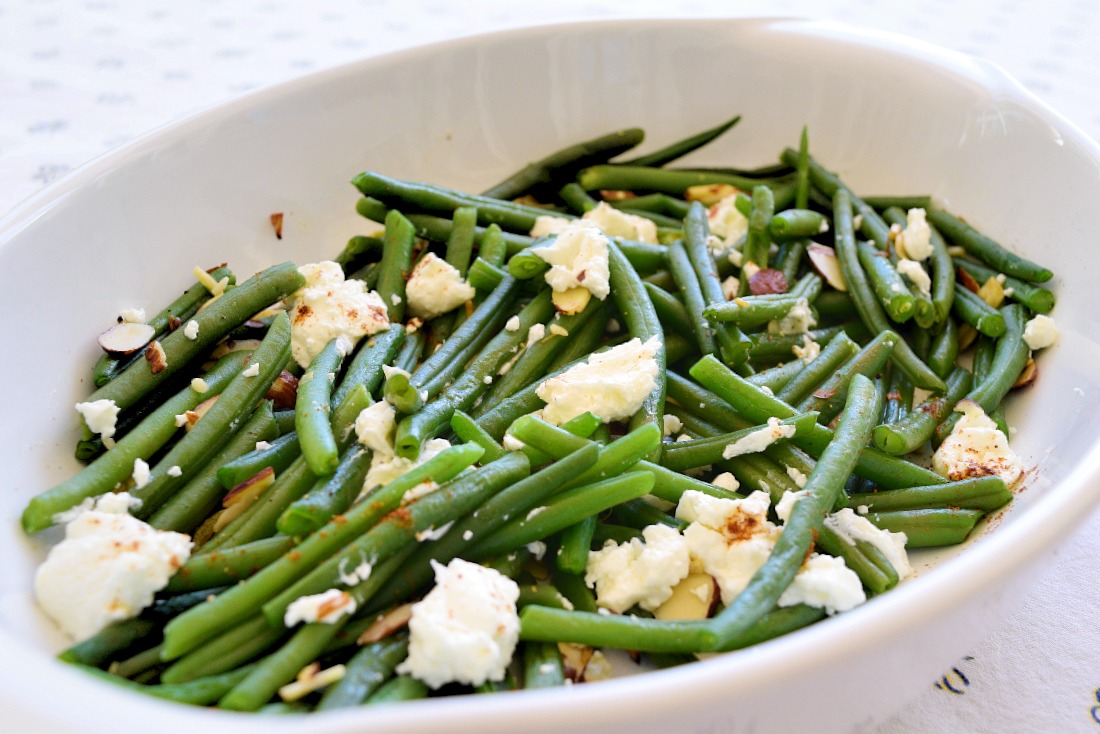 Green Beans with Almonds and Goat Cheese Recipe