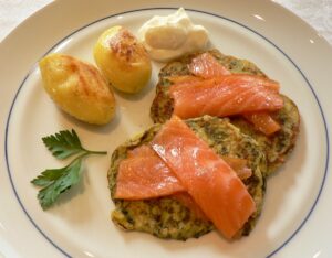 Leek and Sorrel Pancakes with Smoked Salmon Recipe