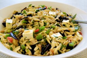 Orzo, Eggplant and Feta Salad