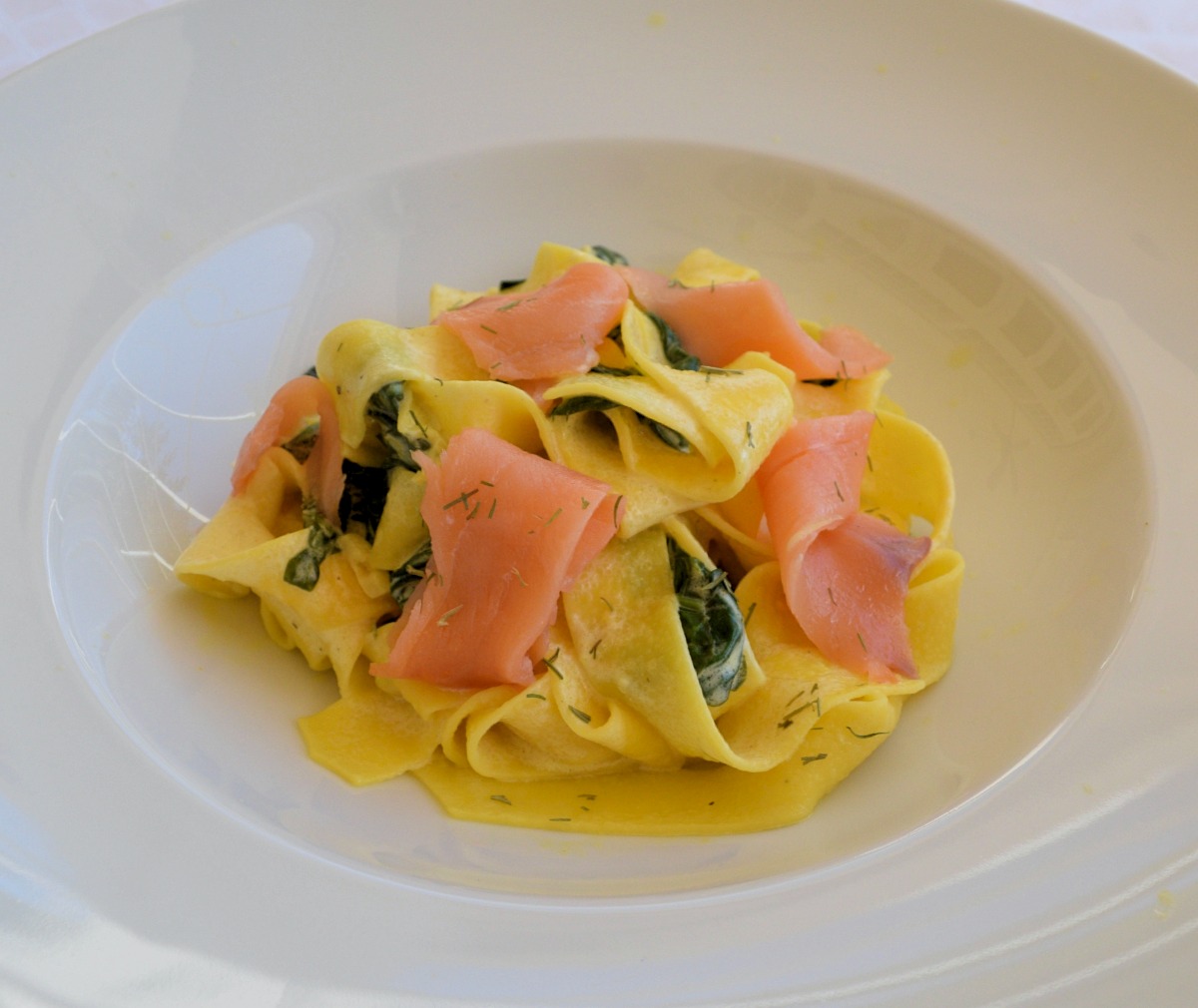 Pappardelle with Smoked Salmon and Spinach in Lemon Cream Sauce Recipe