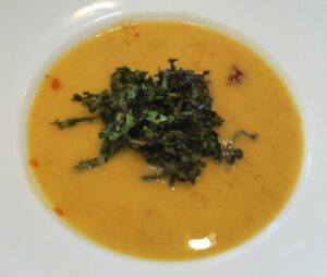 Potato and Chorizo Soup with Roasted Kale Recipe