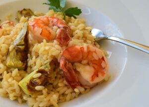Risotto with Shrimps and Roasted Artichokes Recipe