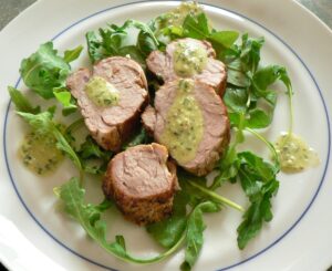 Roasted Pork Tenderloin on Arugula Salad Recipe