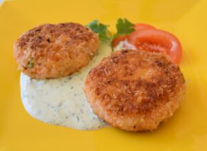 Salmon Fish Cakes with Spicy Cilantro Lime Sauce Recipe