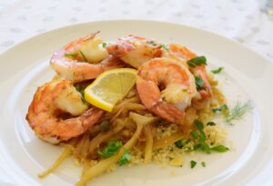Shrimps with Caramelized Fennel and Raisin Couscous Recipe