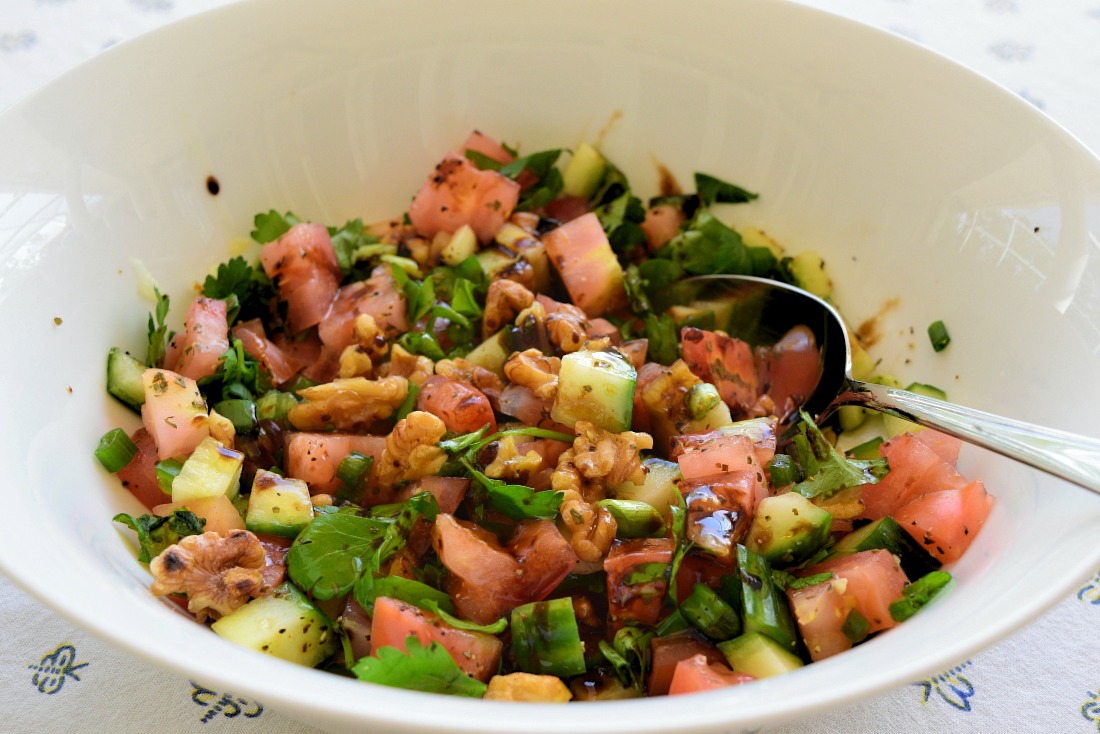 Tomato Cucumber and Walnut Salad Recipe