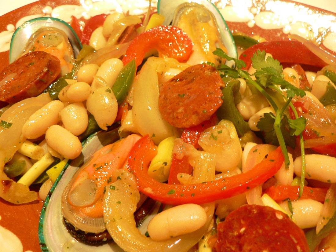 White Bean Salad with Mussels and Chorizos Recipe