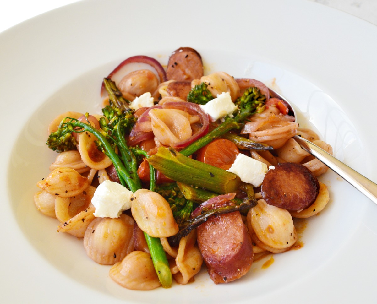 Orecchiette with Roasted Broccolini and Spicy Sausage Recipe