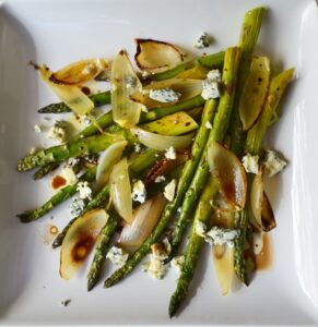 Roasted Onion and Asparagus Salad with Blue Cheese Recipe