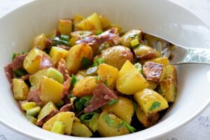Roasted Potato Salad with Cornichons and Prosciutto Shards Recipe