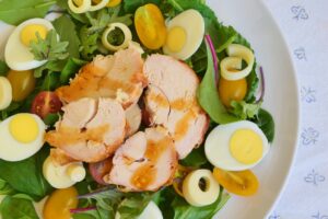 Salad Greens with Roasted Chicken, Hearts of Palm and Miso Dressing Recipe
