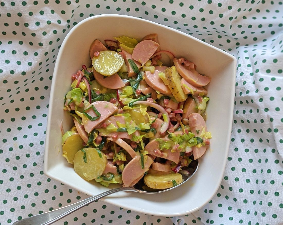 French Potato and Sausage Salad with Creamy Mustard Dressing Recipe