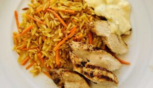 Grilled Chicken Breast with Orzo and Avgolemono Sauce Recipe