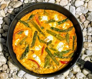 Asparagus, Red Pepper and Goat Cheese Frittata