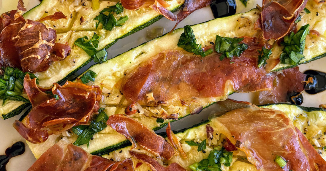 Baked Zucchini Boats with Prosciutto Recipe