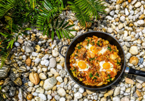 Potato, Kimchi and Eggs Skillet