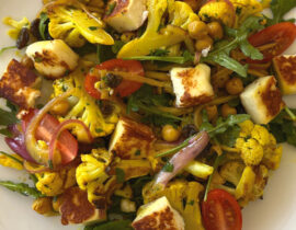 Cauliflower and Chickpea Salad with Halloumi and Preserved Lemon