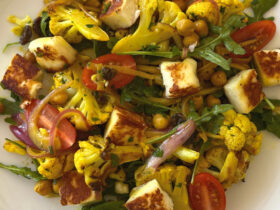 Cauliflower and Chickpea Salad with Halloumi and Preserved Lemon