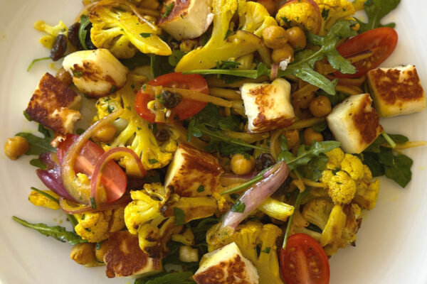 Cauliflower and Chickpea Salad with Halloumi and Preserved Lemon
