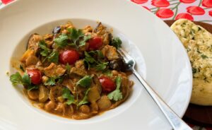 Eggplant, Chickpea and Okra Curry