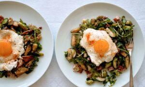 Brussels Sprouts and Egg Salad with warm Bacon Dressing