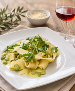 Pappardelle with Lima Beans and Arugula