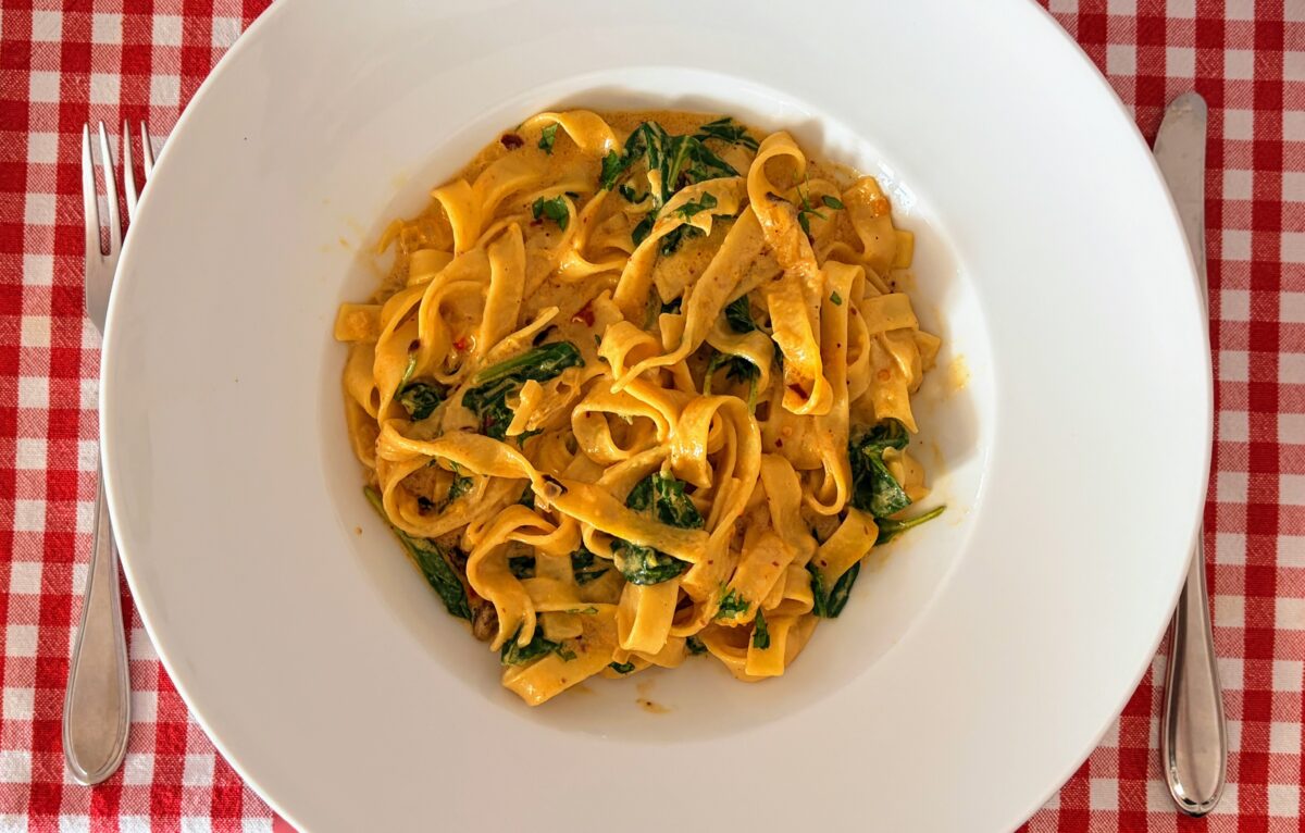 Fettucine with Chile Crisp and Spinach