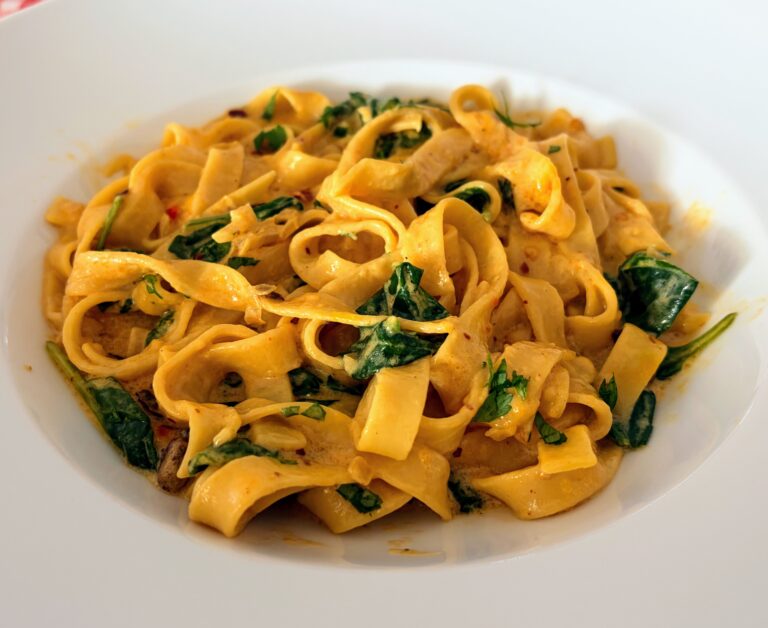 Fettucine with Chile Crisp and Spinach