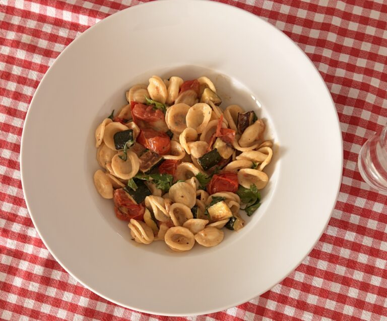 Orecchiette with Roasted Tomatoes in Gorgonzola Sauce
