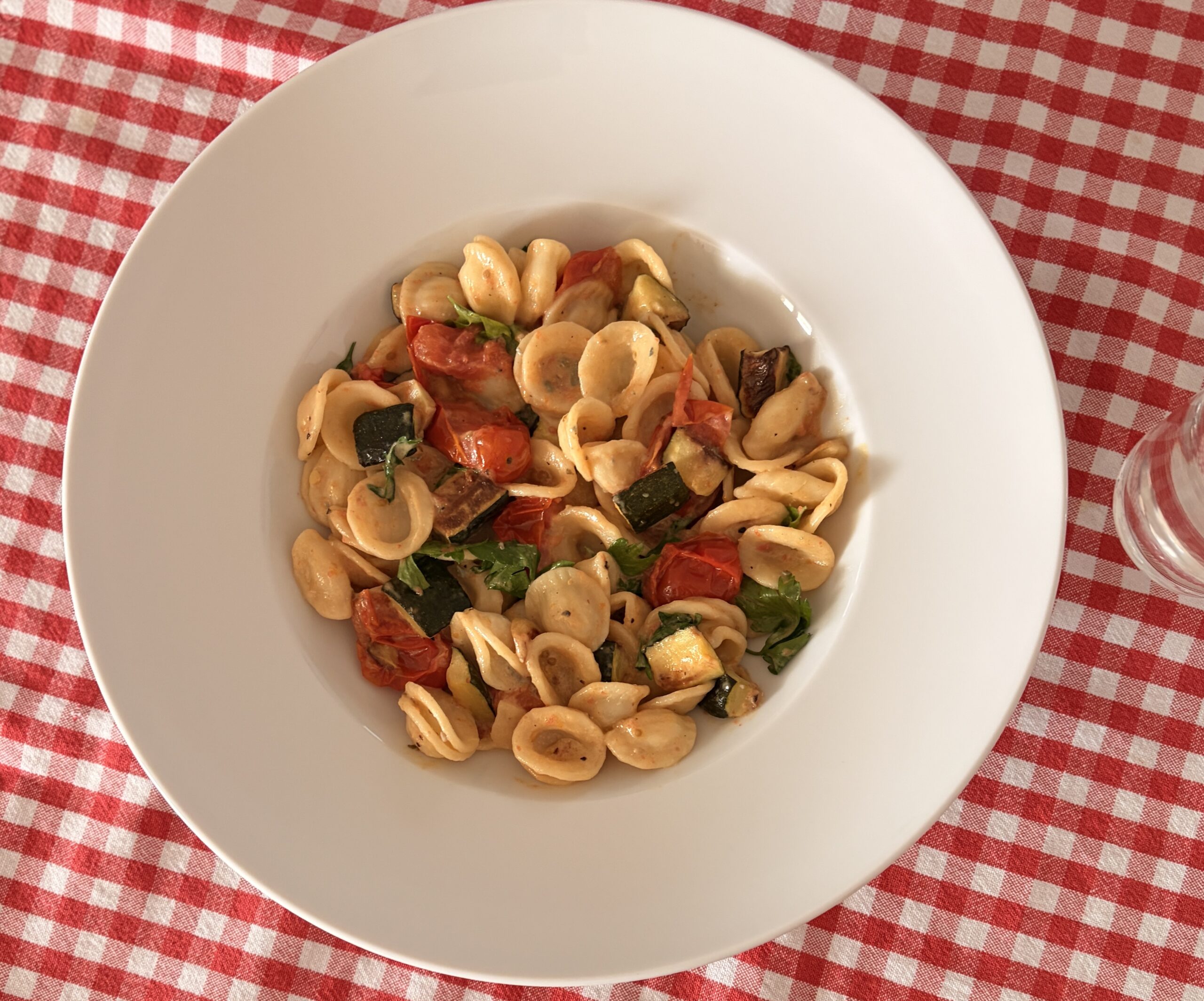 Orecchiette with Roasted Tomatoes in Gorgonzola Sauce